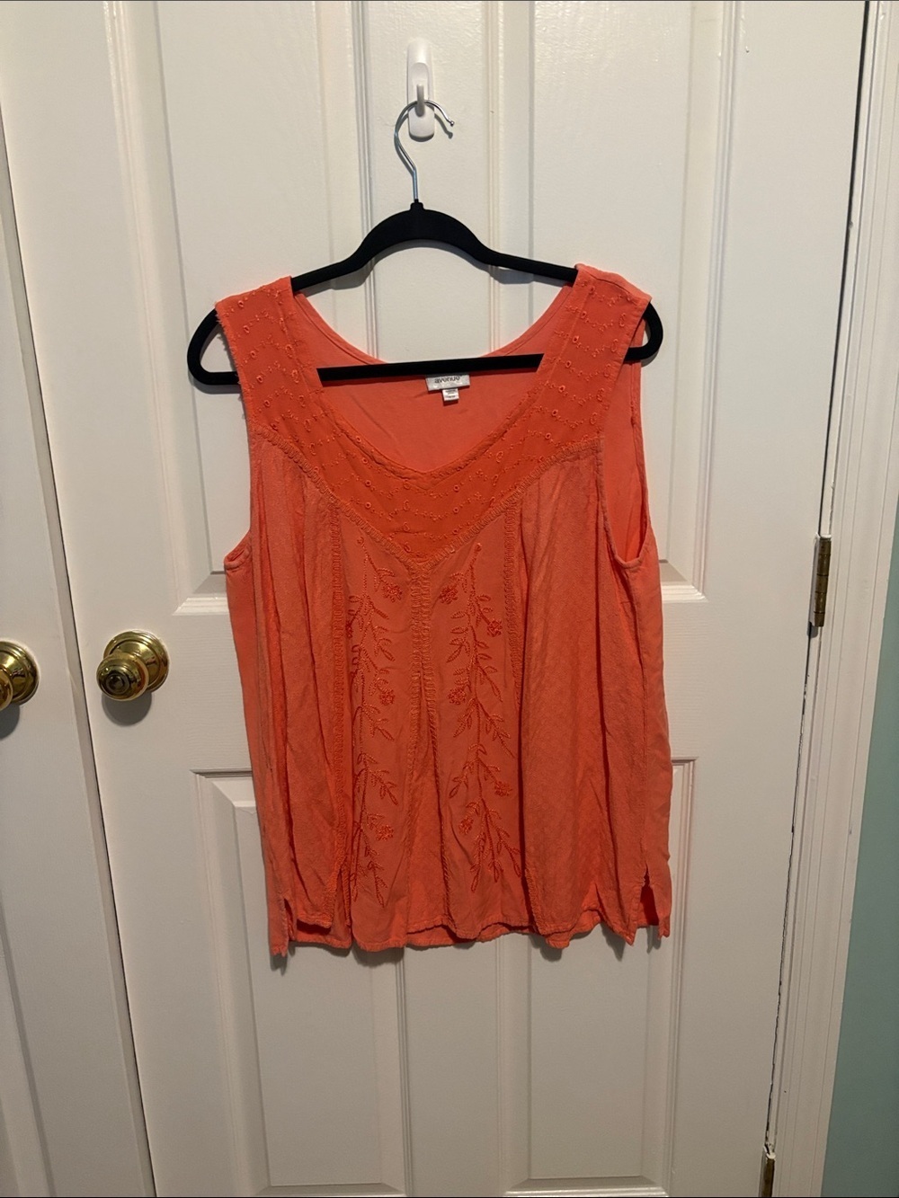 Avenue Coral Embroidered Tank Top